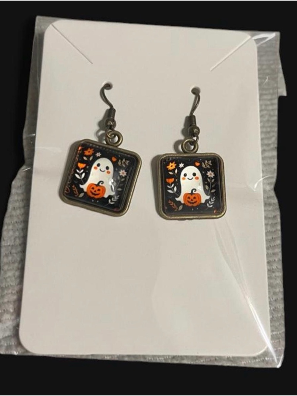 Halloween Ghost Pumpkin Dangle Earrings #190